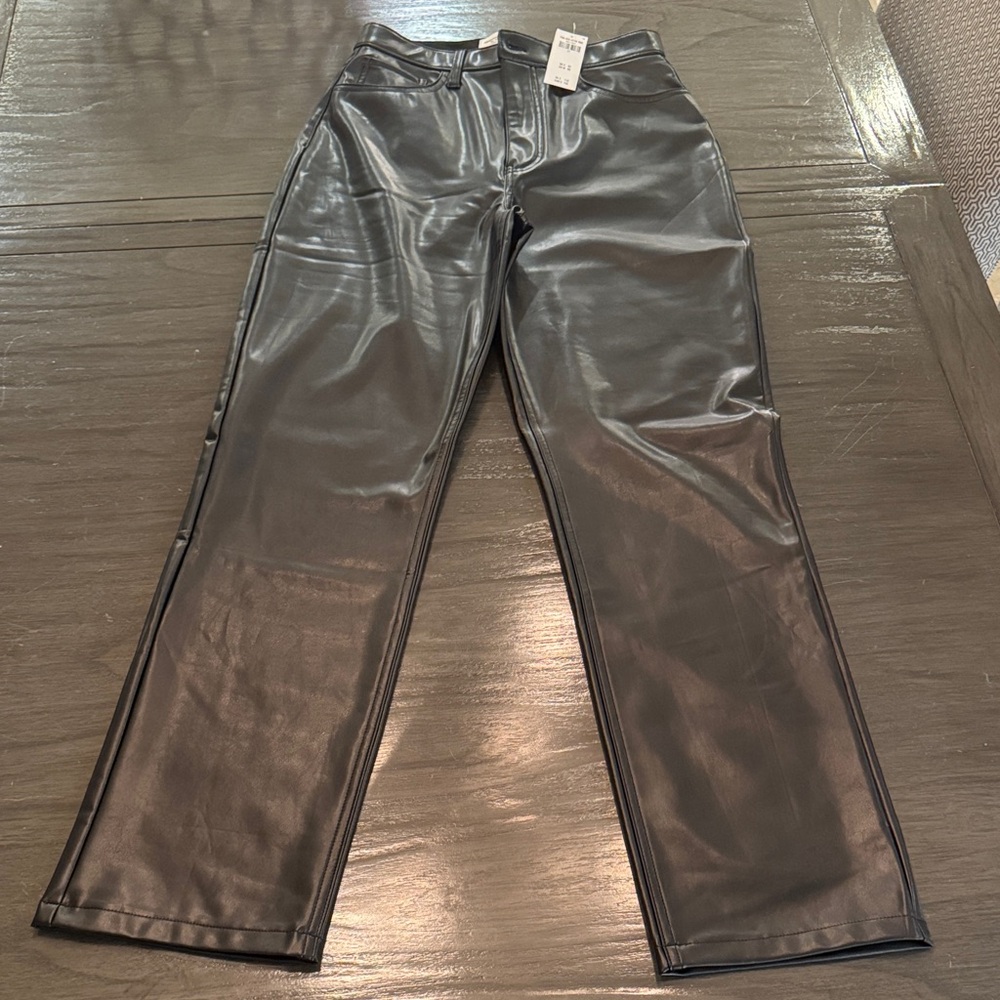 Abercrombie Shiny Black Leather-Style Trousers.